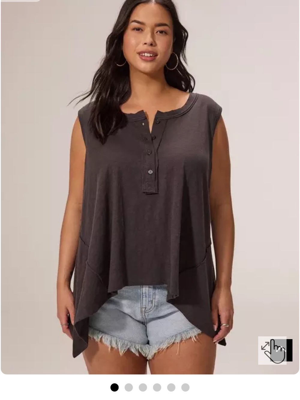 torrid Charcoal Sleeveless Henley Tank